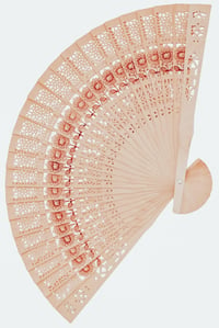 Image 1 of Daisy Engraved Wooden Hand Held Fan