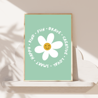 Image 2 of Affirmation Daisy With Coloured Background Print.