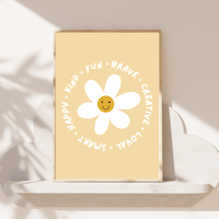 Image 3 of Affirmation Daisy With Coloured Background Print.