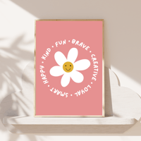 Image 4 of Affirmation Daisy With Coloured Background Print.