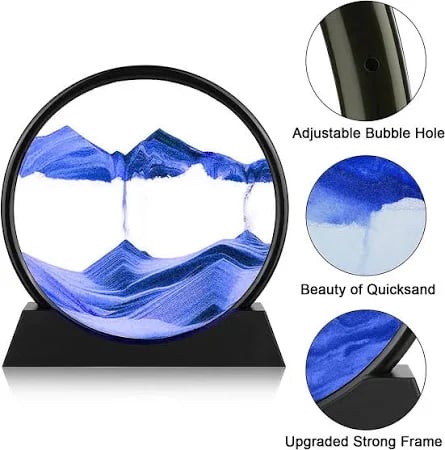 3D Moving Sand Art Picture Round Glass Deep Sea Sandscape Hourglass Quicksand Craft Flowing 