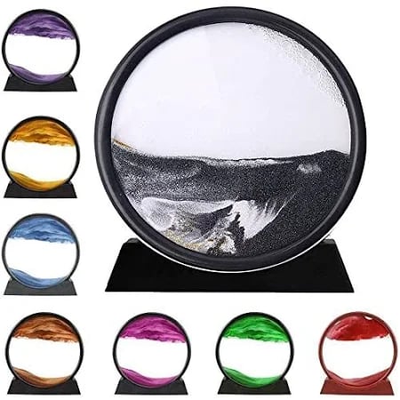 3D Moving Sand Art Picture Round Glass Deep Sea Sandscape Hourglass Quicksand Craft Flowing 