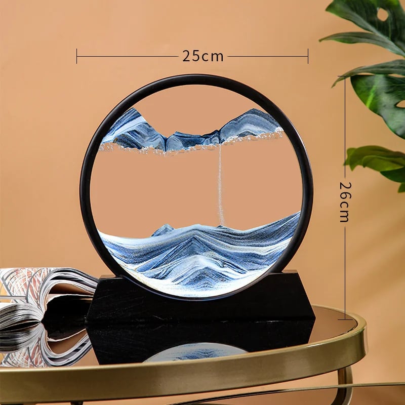 3D Moving Sand Art Picture Round Glass Deep Sea Sandscape Hourglass Quicksand Craft Flowing 