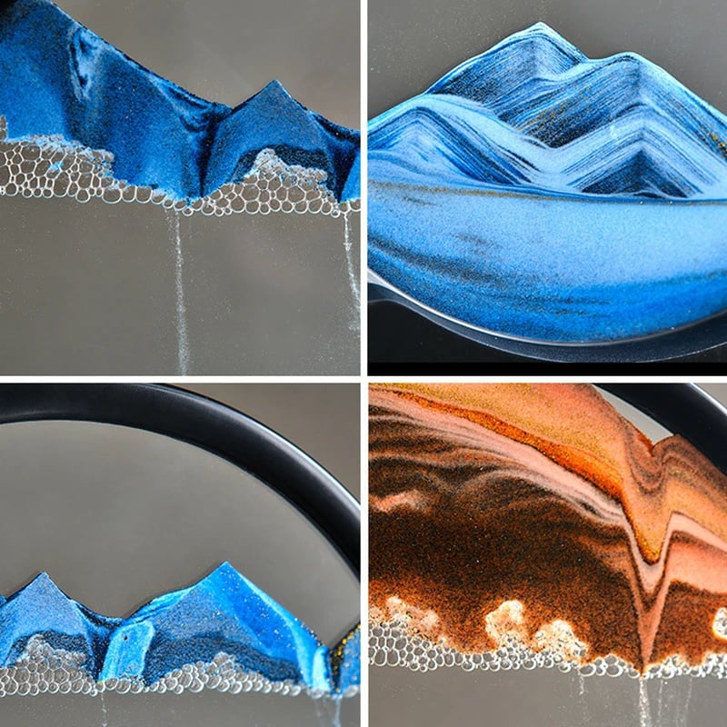3D Moving Sand Art Picture Round Glass Deep Sea Sandscape Hourglass Quicksand Craft Flowing 