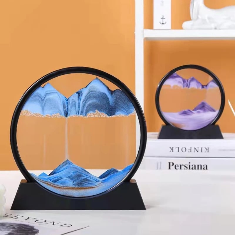 3D Moving Sand Art Picture Round Glass Deep Sea Sandscape Hourglass Quicksand Craft Flowing 