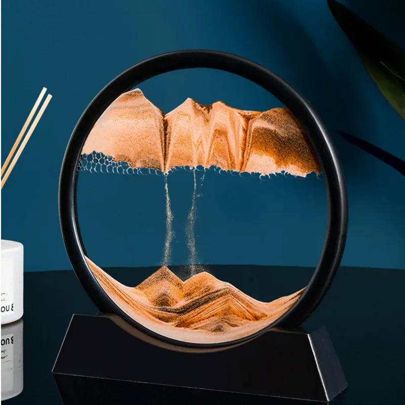 3D Moving Sand Art Picture Round Glass Deep Sea Sandscape Hourglass Quicksand Craft Flowing 