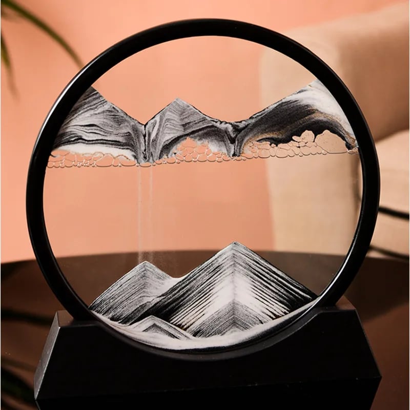 3D Moving Sand Art Picture Round Glass Deep Sea Sandscape Hourglass Quicksand Craft Flowing 
