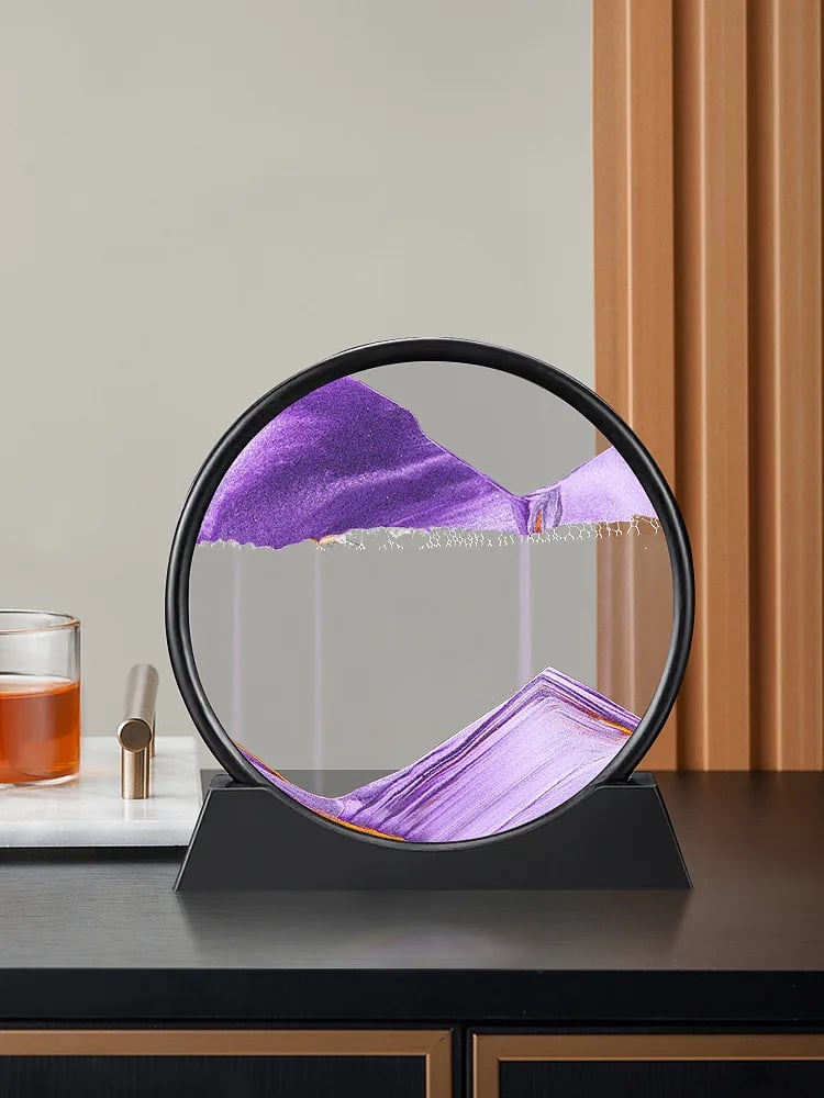3D Moving Sand Art Picture Round Glass Deep Sea Sandscape Hourglass Quicksand Craft Flowing 