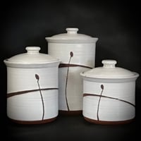 Image 1 of Full Size Snow White Stoneware Canister Set