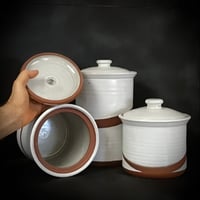 Image 3 of Full Size Snow White Stoneware Canister Set