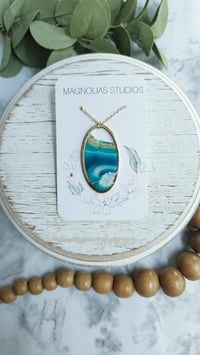 Image 1 of Ocean Geode Oval Pendant 