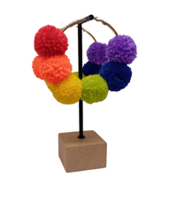 Image 1 of Rainbow pom pom hoops