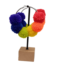 Image 2 of Rainbow pom pom hoops