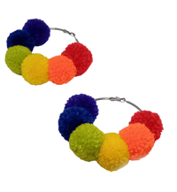 Image 3 of Rainbow pom pom hoops