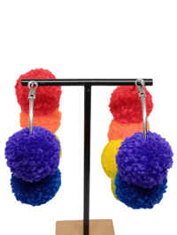 Image 5 of Rainbow pom pom hoops