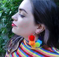 Image 4 of Rainbow pom pom hoops