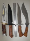 SET 4 Knives - Kukri Heavy Duty Machete Hunting Knife , 3 Bowie Knives with Leather and Nylon Sheath