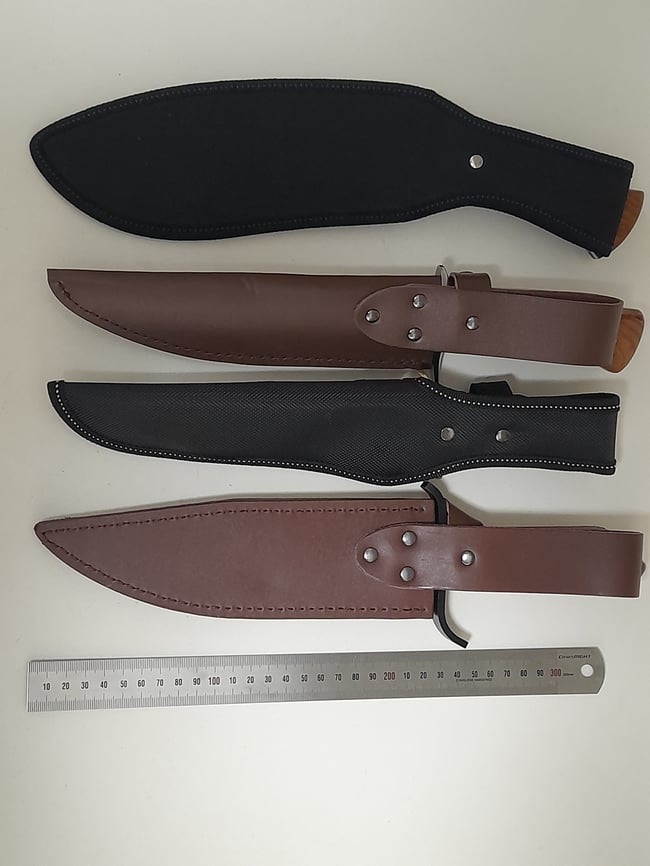 SET 4 Knives - Kukri Heavy Duty Hunting Knife , 3 Bowie Knives with Leather and Nylon Sheath