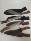 SET 4 Knives - Kukri Heavy Duty Machete Hunting Knife , 3 Bowie Knives with Leather and Nylon Sheath