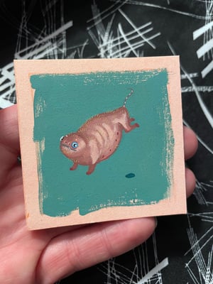 "Pig & Hole" // Original Miniature Painting. ++FREE INTERNATIONAL SHIPPING++