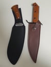 SET 2 Knives - Kukri Heavy Duty Machete Hunting + Bowie Knife with Leater Sheath