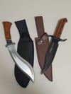 SET 2 Knives - Kukri Heavy Duty Machete Hunting + Bowie Knife with Leater Sheath