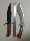 SET 2 Knives - Kukri Heavy Duty Machete Hunting + Bowie Knife with Leater Sheath