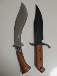 Image 6 of SET 2 Knives - Kukri Heavy Duty Hunting + Bowie Knife with Leater Sheath