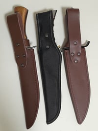 Image 3 of SET 3 Knives - 3 Bowie Knives with Leather and Nylon Sheath Full Tang