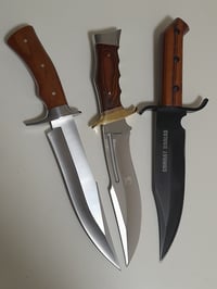Image 1 of SET 3 Knives - 3 Bowie Knives with Leather and Nylon Sheath Full Tang