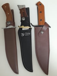 Image 2 of SET 3 Knives - 3 Bowie Knives with Leather and Nylon Sheath Full Tang