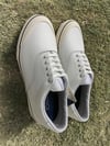 Touch ground white leather plimsoll sneaker shoes 