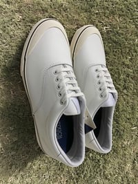 Image 1 of Touch ground white leather plimsoll sneaker shoes 