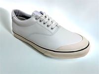 Image 3 of Touch ground white leather plimsoll sneaker shoes 