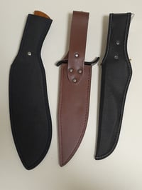 Image 4 of SET 3 Knives - Kukri Heavy Duty Hunting Knife , 2 Bowie Knives with Leather and Nylon Sheath