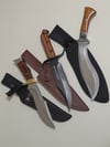 SET 3 Knives - Kukri Heavy Duty Machete Hunting Knife , 2 Bowie Knives with Leather and Nylon Sheath