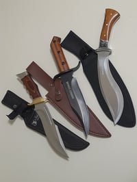 Image 5 of SET 3 Knives - Kukri Heavy Duty Hunting Knife , 2 Bowie Knives with Leather and Nylon Sheath