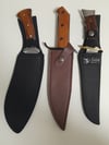 SET 3 Knives - Kukri Heavy Duty Machete Hunting Knife , 2 Bowie Knives with Leather and Nylon Sheath