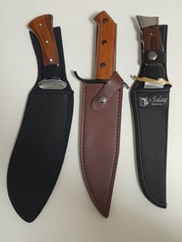 Image 2 of SET 3 Knives - Kukri Heavy Duty Hunting Knife , 2 Bowie Knives with Leather and Nylon Sheath