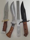 SET 3 Knives - Kukri Heavy Duty Machete Hunting Knife , 2 Bowie Knives with Leather and Nylon Sheath