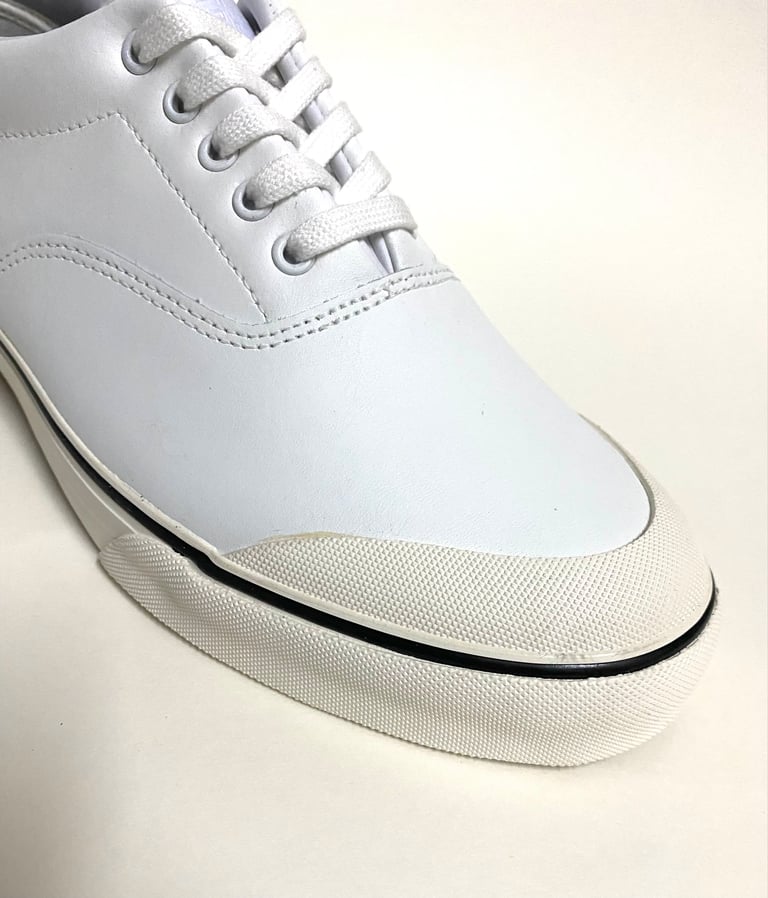 Touch ground white leather plimsoll sneaker shoes Image 7