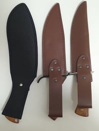Image 4 of SET 3 Knives - Kukri Heavy Duty Hunting Knife , 2 Bowie Knives with Leather Sheath Full Tang
