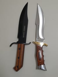 Image 1 of SET 2 Knives - 2 Bowie Knives with Leather and Nylon Sheath Full Tang