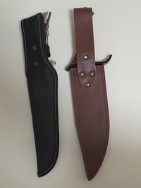 Image 5 of SET 2 Knives - 2 Bowie Knives with Leather and Nylon Sheath Full Tang