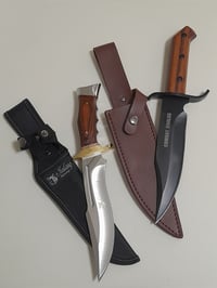 Image 6 of SET 2 Knives - 2 Bowie Knives with Leather and Nylon Sheath Full Tang