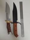 SET 2 Knives - 2 Bowie Knives with Leather and Nylon Sheath Full Tang