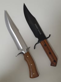 Image 4 of SET 2 Knives - 2 Bowie Knives with Leather Sheath Full Tang