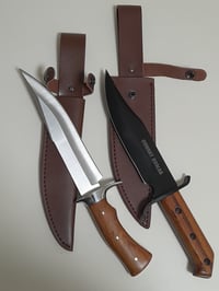 Image 1 of SET 2 Knives - 2 Bowie Knives with Leather Sheath Full Tang