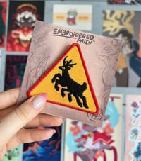 Image 3 of Cryptid Deer Warning Embroidered Patch