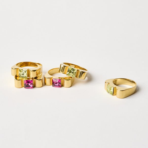 Image of BAGUE ROMY VERMEIL VERT ANISÉ